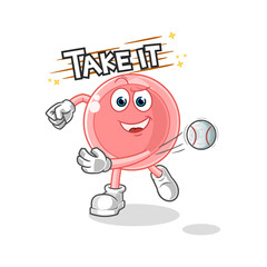 ovum throwing baseball vector. cartoon character