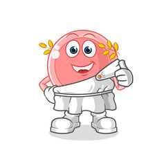 ovum with traditional greek clothing cartoon. cartoon mascot vector