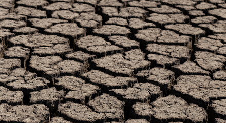 Earth cracked because of drought. The global shortage of water on the planet. Global warming concept. Dry cracks in the land.