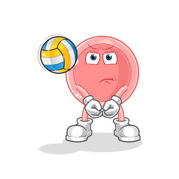 ovum play volleyball mascot. cartoon vector