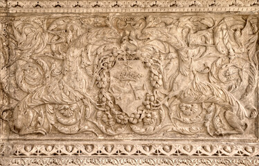 Détail du lavabo des moines au monastère d'Alcobaça, Portugal