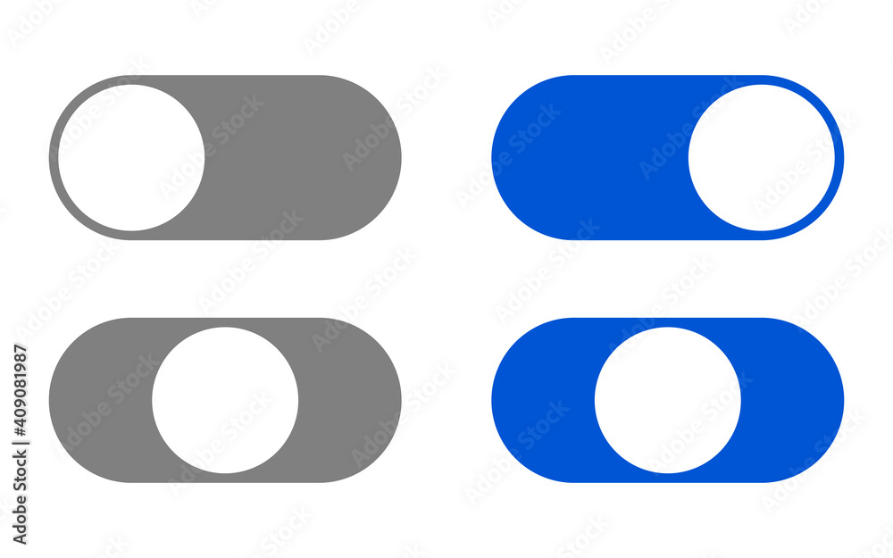 Poster on off switch button slider icon set. vector image.