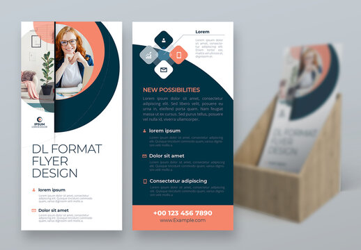 Flyer Layout with Coral and Blue Circle Elements