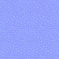 Abstract seamless pattern. Simple repeating illustration. Linear drawing with spots. Lilac lines on blue background. Vector endless texture for wrapping paper, textile, wallpaper, fabric.