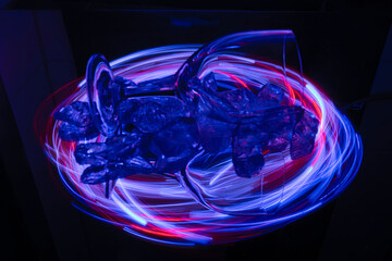 Lightpainting with color traces in mirror
