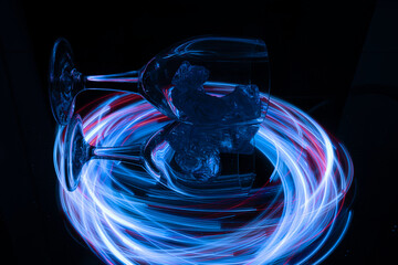 Lightpainting with color traces in mirror