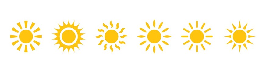 Sun icon collection. Weather signs. Sunbeams. Vector icons