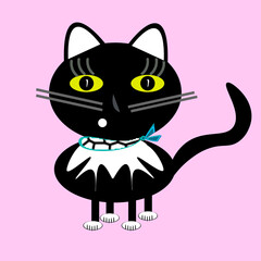 Tuxedo Cat Illustration