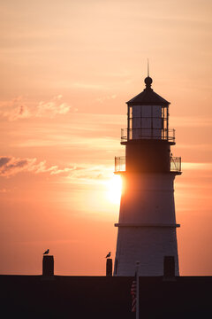 Sunrise At The Portland Head Light Lighthouse In Maine