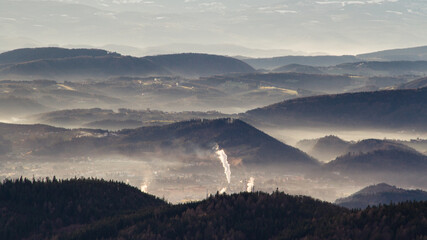 Air pollution and dust over the city of Graz