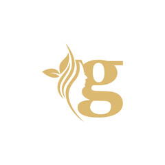 g small letter Vector abstract logo, branding design templates in trendy linear minimal style, emblem for beauty studio and cosmetics, spa, beautiful woman's face, badge for makeup artist, fashion