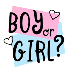 Boy or girl? Gender reveal party card, banner vector element  design