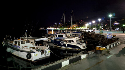 Crimean peninsula, southern coast. On the evening embankment of the city of Yalta.
