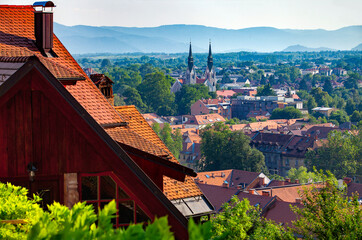 View  of Ljubljana from Castle Hill to Parish church of John the Baptist