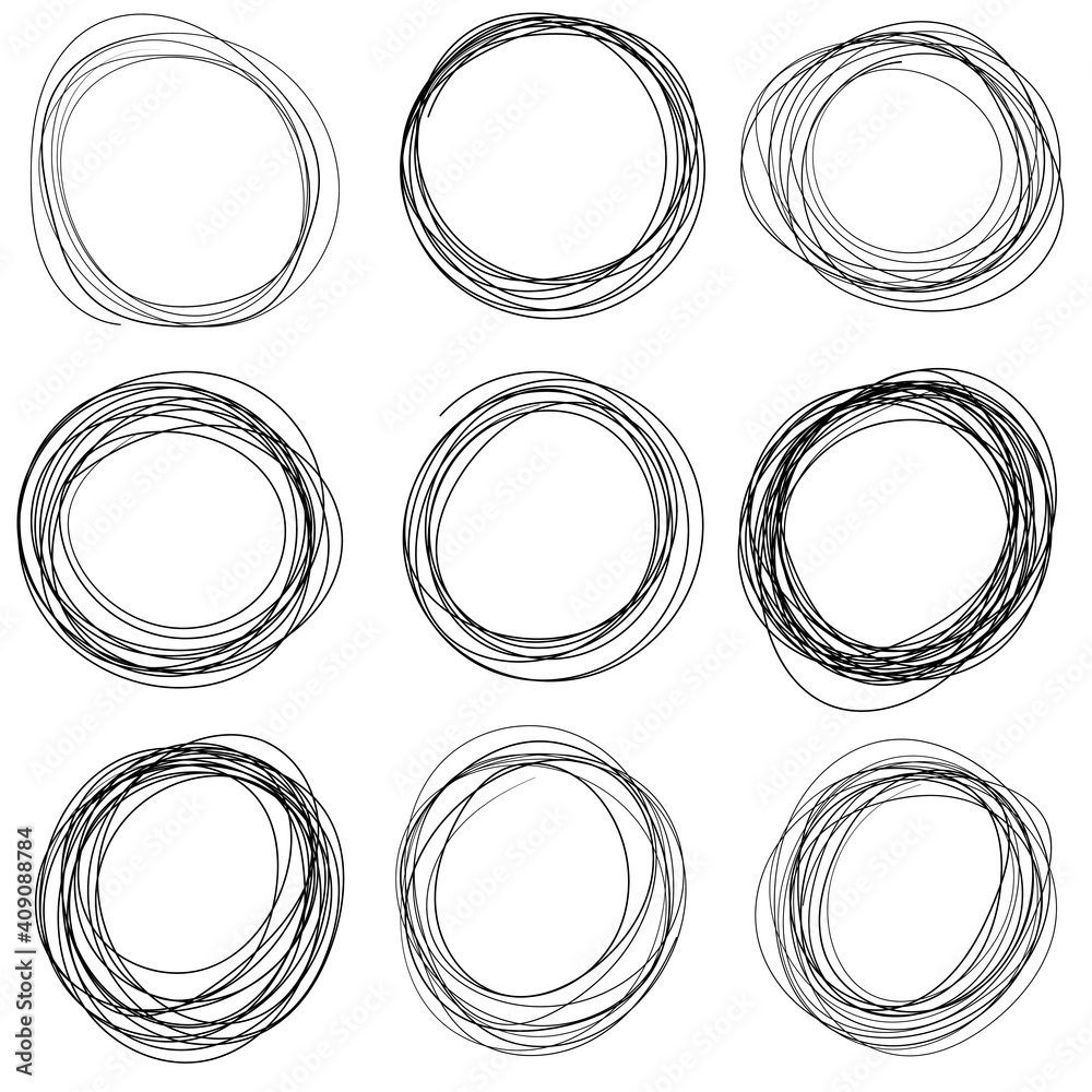 Poster circle scribbles. vector illustration. vector set.