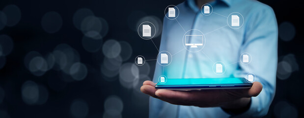 tablet with document management system concept