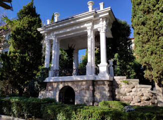 Crimean peninsula, the city of Yalta. Object with columns near the city embankment.