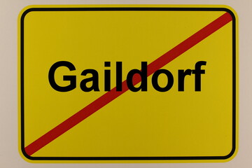 Illustration eines Stadtausgangsschildes der Stadt Gaildorf