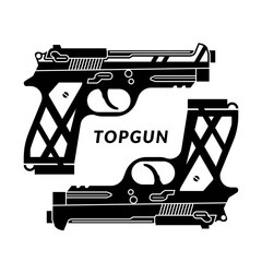 Two black handguns isolated on white background - 409093324