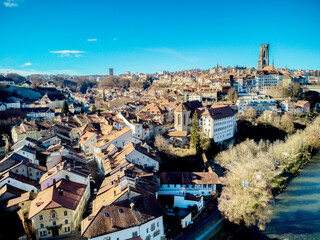 Stadt Fribourg, Poya und Zaehringen brücke, Schweiz , Winter	