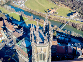 Stadt Fribourg, sankt nikolaus Plattform , Poya und Zaehringen brücke, Schweiz , Winter	