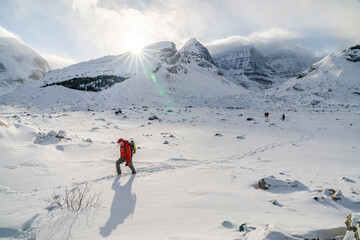 Snowshoeing In The Canadian Rockies During Winter