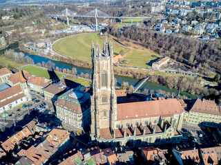 Stadt Fribourg, Poya und Zaehringen brücke, Schweiz , Winter	