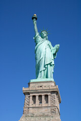 Fototapeta na wymiar Frontal view of the Statue of Liberty at Liberty Island