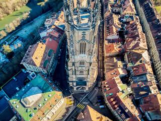 Stadt Fribourg, sankt nikolaus Plattform , Poya und Zaehringen brücke, Schweiz , Winter	