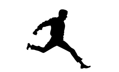 Fototapeta na wymiar Man running or jumping silhouette vector illustration isolated on white background