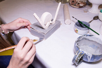 Lesson in the clay workshop, handmade