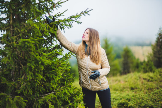 Blonde Girl by the Pine Tree