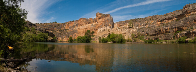 Fototapeta na wymiar Monasterio de la Hoz (Sebulcor, Segovia, Spain) Limestone river canyon