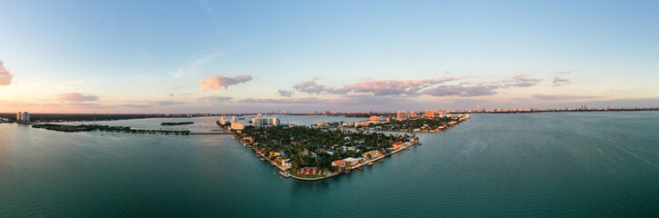 Fototapeta na wymiar Miami North Bay Village Panoramic Drone Photo