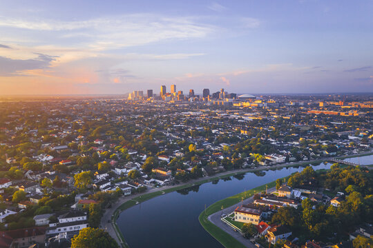 New Orleans in the morning from above