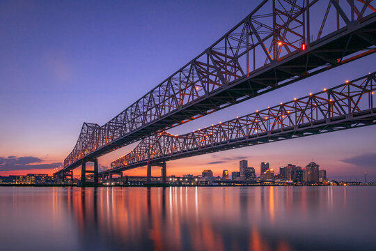 The New Orleans Bridge In The Evening