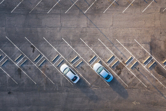 Parking with two cars from above in New Orleans