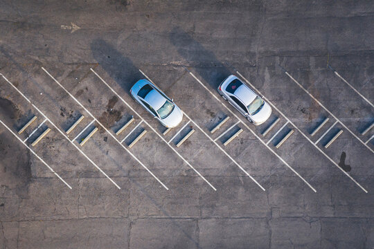 Parking with two cars from above in New Orleans
