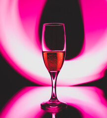 glass glass with champagne on a multicolored background