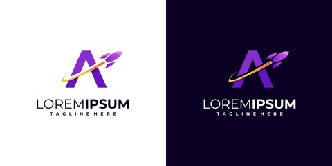 letter mark rocket logo