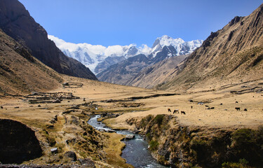 Stunning sceneries towards Jahuacocha on the Cordillera Huayhuash circuit, Ancash, Peru