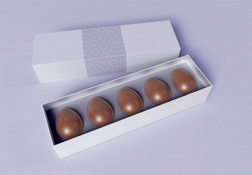 Easter Chocolate Eggs in Box Mockup