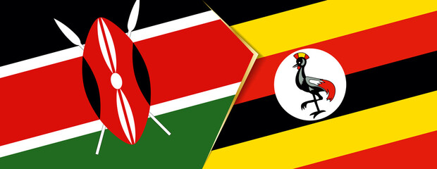 Kenya and Uganda flags, two vector flags.