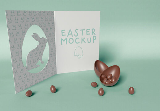 Egg with Easter Card Mockup