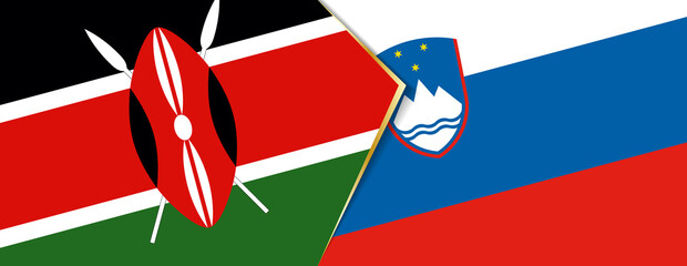 Kenya and Slovenia flags, two vector flags.