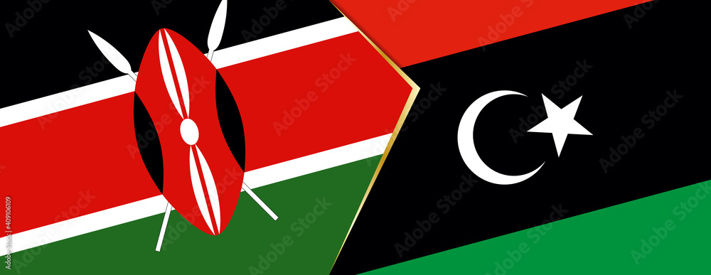 Wall mural kenya and libya flags, two vector flags.