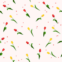 Seamless pattern with flowers tulips. Tulips background