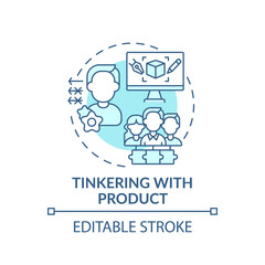 Tinkering with product concept icon. Co creation type idea thin line illustration. Adding additional features. Customer co-creation model. Vector isolated outline RGB color drawing. Editable stroke