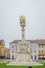 Fototapeta na wymiar Timisoara, Romania - October 29, 2016: Statue of the Virgin and St. Jovan Nepomuk, on Unification Square in Timisoara, Romania