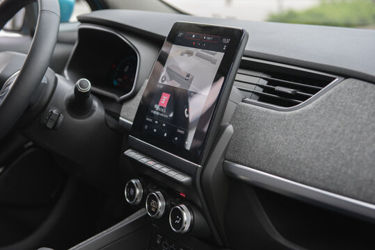 New Renault Zoe electrical car. Interior design of an electric vehicle